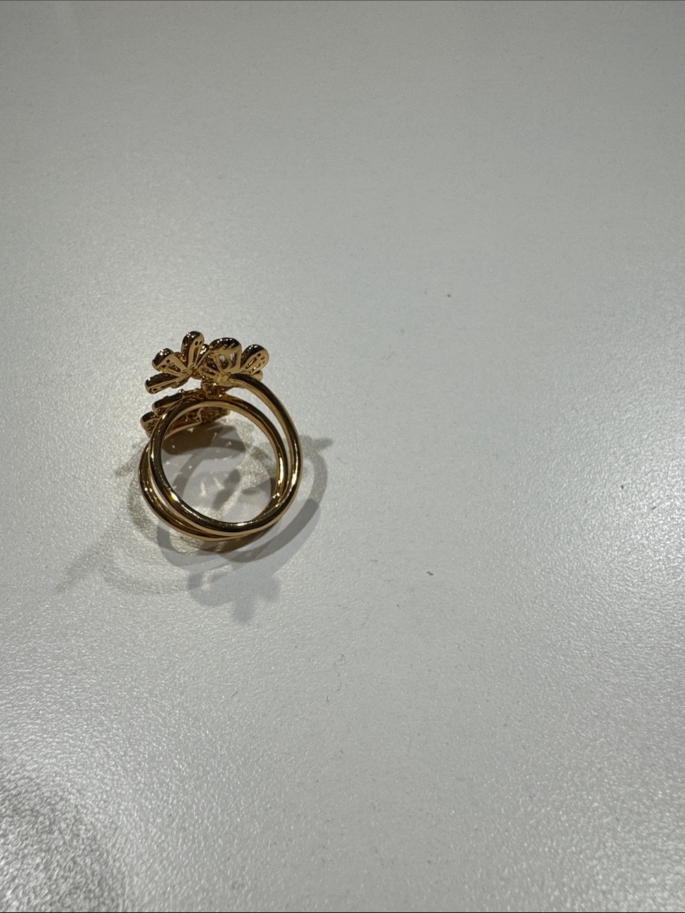 Gold Floral Crystal Stackable Rings -  Gold - Picture 5 of 5